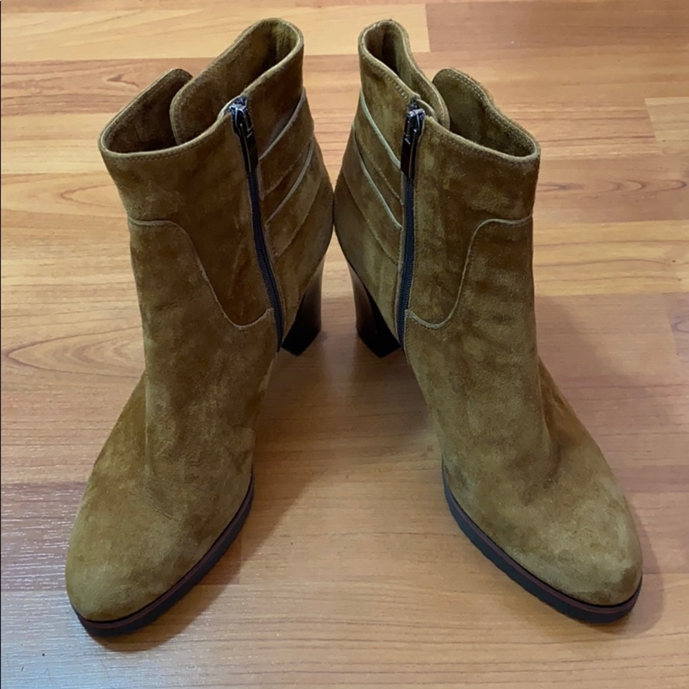 Suede Fringe Ankle Boot Booties Block Heel 39 - image 5